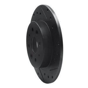 Kia Sephia Brake Rotor (1) - Rear Right - R1 Concepts - Drilled & Slotted - Black - `98-`03